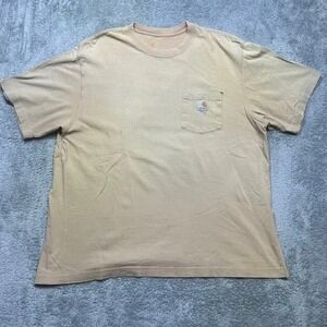 Carhartt Pocket T-Shirt Mens 2XL Tan Short Sleeve Original Fit Fading Grunge K87